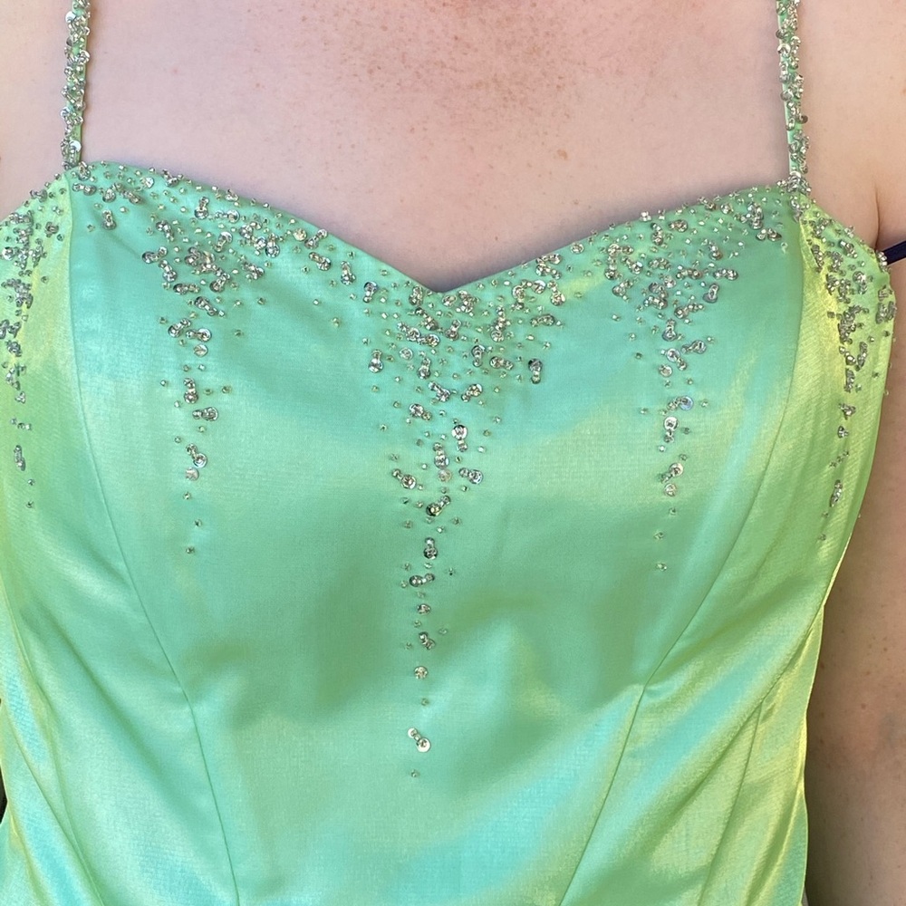 Formal two piece lime green dress size 16